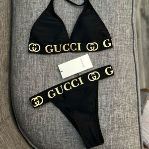 New Gucci Bikini Swimsuit / Swimsuit—Black Gold Size Small